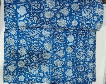 Premium Floral Hand block Print Quilt Handmade kantha Quilt Indian Print Light Weight Bedding Quilt Christmas Gift Winter Blanket Home Decor