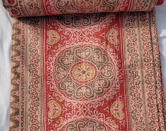 Couette florale rouge imprimée au bloc-notes Couette kantha faite main Couette indienne kantha Couette indienne légère avec imprimé indien 042