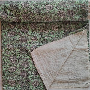 Floral Handblock Printed Quilt Handmade kantha Quilt Indian Kantha Quilt Indian Print Indian Light Weight Bedding Quilt 099