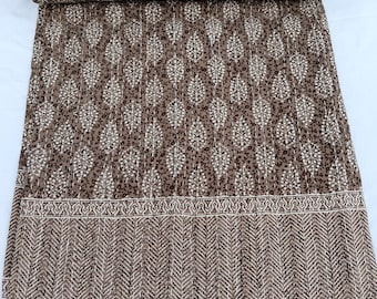 Premium Brown Hand block Printed Quilt Handmade kantha Quilt Indian Kantha Quilt Indian Light Weight Bedding Summer Winter Cotton Bedspread