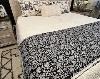Floral Handblock Printed Quilt Handmade kantha Quilt Indian Kantha Quilt Indian Print Indian Light Weight Bedding Quilt 153