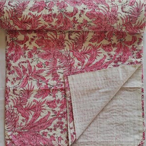 Premium Floral Hand block Printed Quilt Handmade kantha Quilt Indian Kantha Quilt Indian Print Light Weight Bedding Quilt Christmas Gift