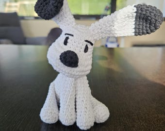 Idefix, pattern, step-by-step tutorial, French and pattern in English.