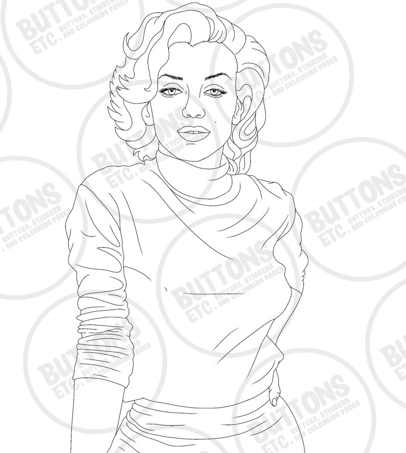 Marilyn Monroe Colouring Page PNG & JPG Instant Download - Etsy