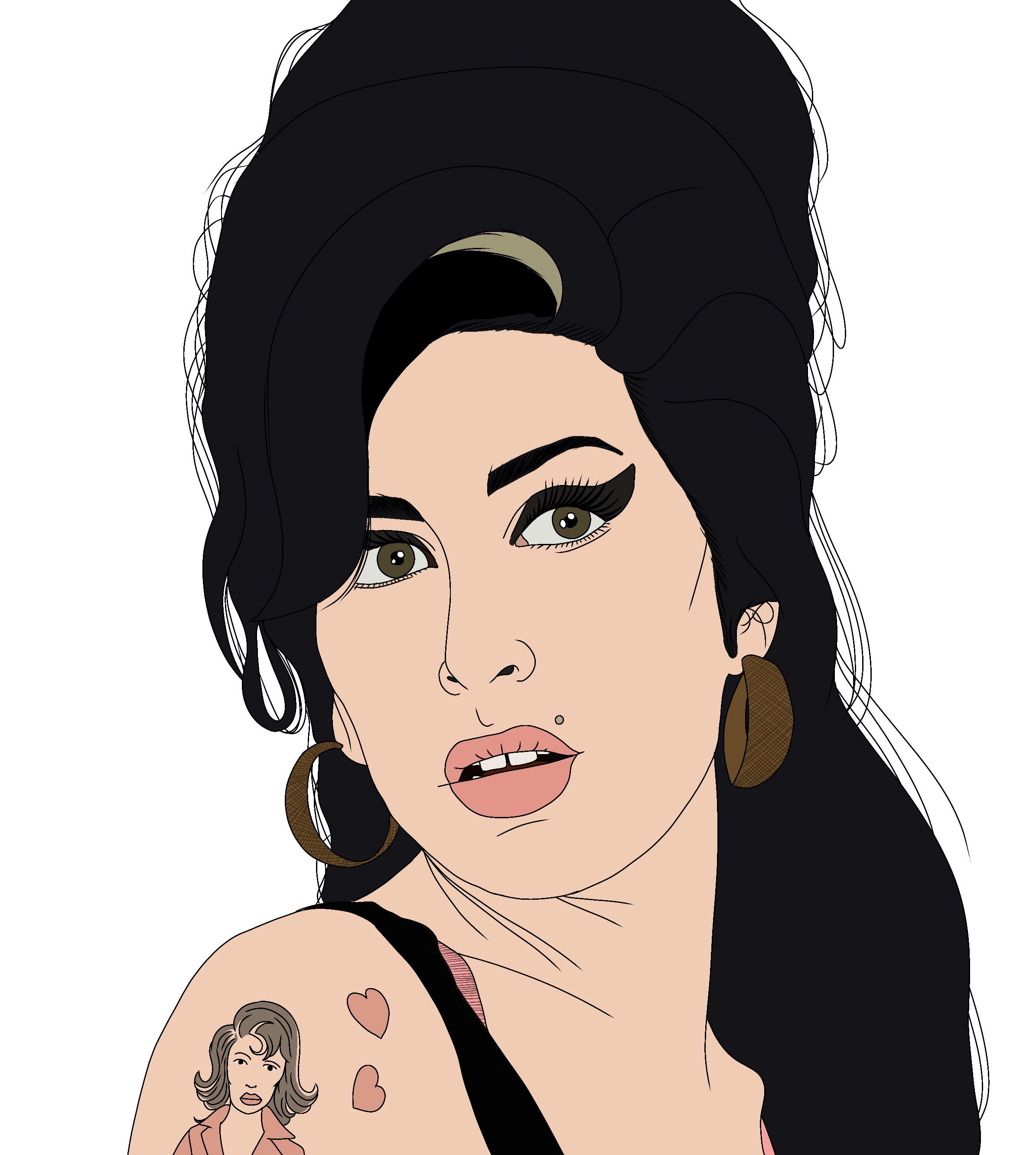 Amy Winehouse Colouring Page PNG & JPG, Instant Download, Digital File