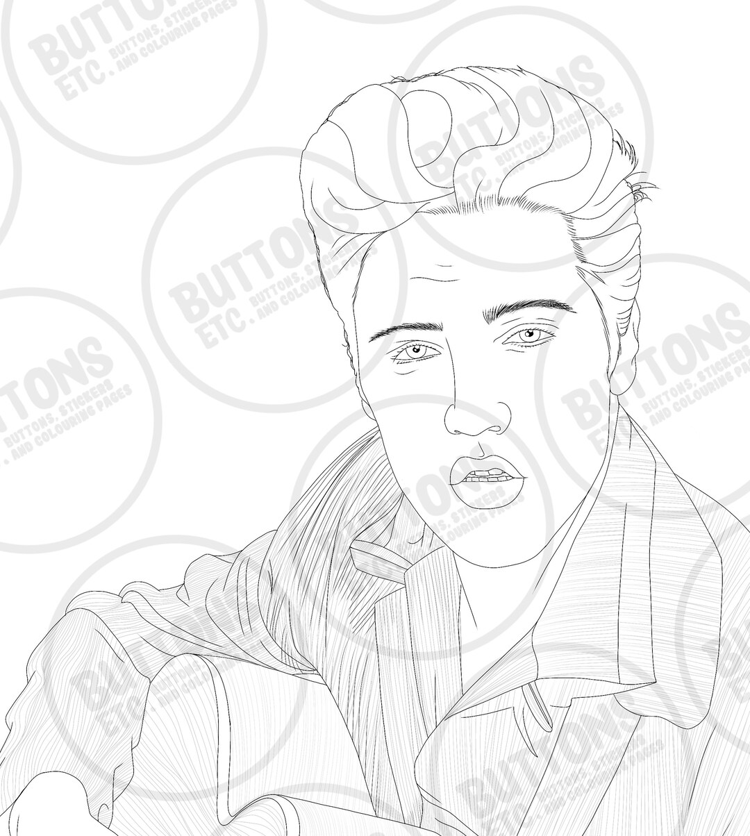 Elvis Presley Colouring Page PNG & JPG, Instant Download, Digital File - Etsy