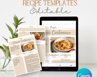 Plantilla de receta, Plantilla de receta editable, Plantilla Canva