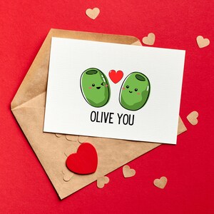 Tarjeta de aniversario imprimible, Olive You, regalo de aniversario, tarjeta romántica