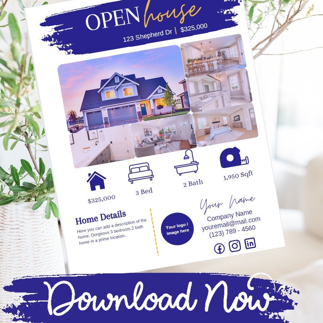 Real Estate I Open House Flyer Template I Marketing I Canva Editable ...