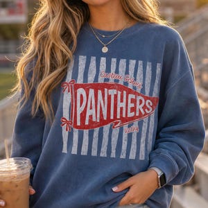 Personalized School Spirit Shirt, Custom School Mascot Shirt, Comfort Colors Tee, Vintage Pennant Shirt, Team Spirit Shirt, School Pride Tee
