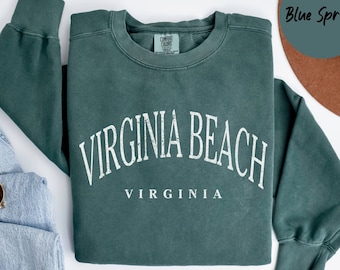 Virginia Beach VA Crewneck, Comfort Colors Virginia Shirt, Virginia Vacation Apparel, Beach Pullover, Spring Break Gifts