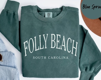 Folly Beach SC Crewneck, Comfort Colors South Carolina Pullover