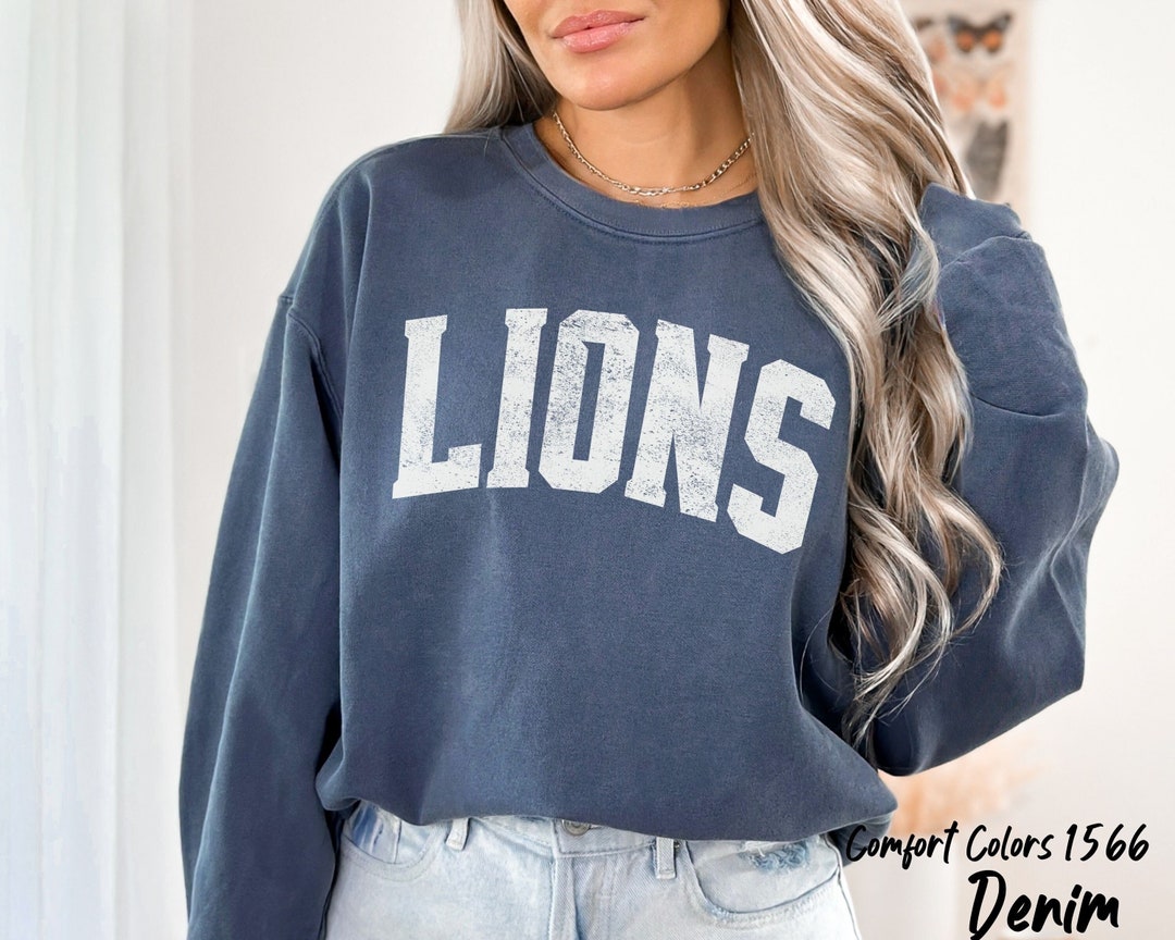 Lions Football Sweatshirt, Comfort Colors Lions Crewneck, School Mascot ...