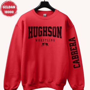 Custom Wrestling Crewneck Sweatshirt, Personalized School Sports Apparel