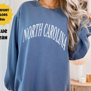 North Carolina Sweatshirt, NC Pullover, Carolina Beach Sweatshirt, North Carolina Souvenir Gift, Vacation Travel Shirt, Preppy Varsity Crew