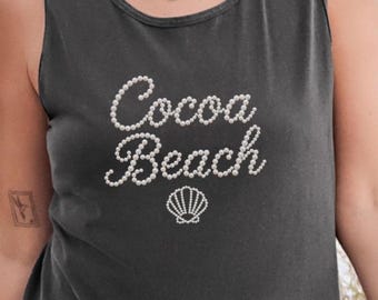 Faux Pearl Cocoa Beach Tank Top, Comfort Colors Cocoa Beach Tank, Coastal Aesthetic Tank, Bachelorette Gift, Girls Day Trip, Beachy Graphic
