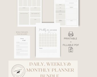 Daily Planner, Weekly Planner, Monthly Planner, Printable Planner, Planner Bundle, Planner Inserts, Instant Download, A4/A5/Letter