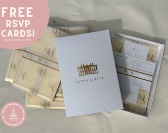 Luxury Gold Mirror Acrylic Wedding Invitations | Quality Paper Invitation | Elegant & Unique Invites for Weddings | Invitation Suite Box