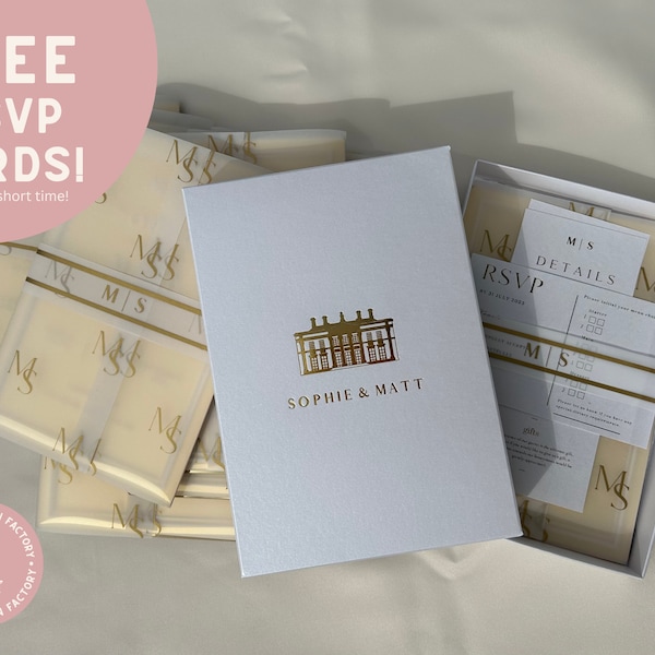 Luxury Gold Mirror Acrylic Wedding Invitations | Quality Paper Invitation | Elegant & Unique Invites for Weddings | Invitation Suite Box