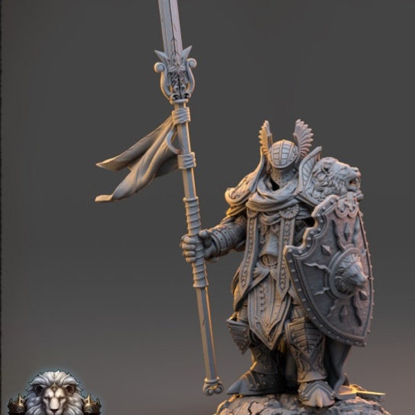 Winged-helm Knight with flagged spear and shield