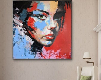 Pop art portrait, acrylic painting on canvas, original, hand-painted, artist Natalie Hold