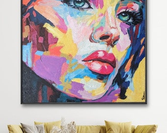 Pop Art Portrait, Acrylic Painting on Canvas, Original, Hand Painted, Artist Natalie Hold