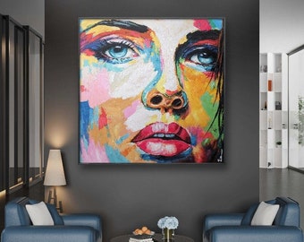 Pop Art Portrait, Acrylic Painting on Canvas, Original, Hand Painted, Artist Natalie Hold