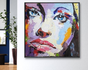 Pop Art Portrait, Acrylic Painting on Canvas, Original, Hand Painted, Artist Natalie Hold