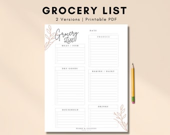 Printable Grocery List, Groceries Planner, Weekly Meal Planner, Food ...
