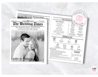 Wedding Newspaper Digital Download, Wedding Timeline Template, Wedding Program Booklet, Wedding Day Timeline, Ceremony Program