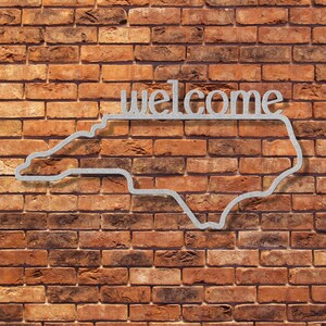 North Carolina Metal Wall Art, North Carolina State Metal Sign, North Carolina Welcome Metal Sign Silver