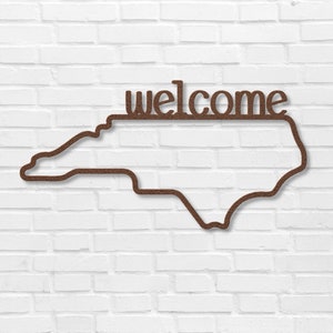 North Carolina Metal Wall Art, North Carolina State Metal Sign, North Carolina Welcome Metal Sign Copper