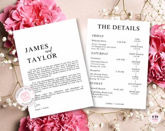 Wedding Weekend Itinerary Template, Wedding Itinerary Template, Wedding Day Timeline Template, Wedding Timeline Template, Editable Template