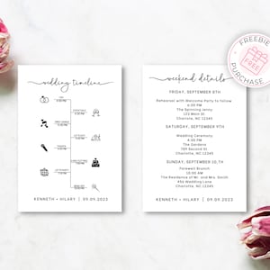 Wedding Weekend Itinerary Template, Wedding Itinerary Template, Wedding Day Timeline Template, Wedding Timeline Template, Editable Template