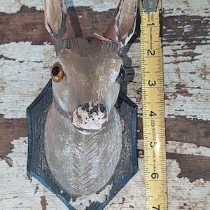 Escultura de pared de madera de corzo de la Selva Negra antigua tallada a mano, arte tallado