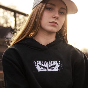 Berserk Guts Embroidery Cotton Hoodie | Graphic Anime Streetwear | unisex