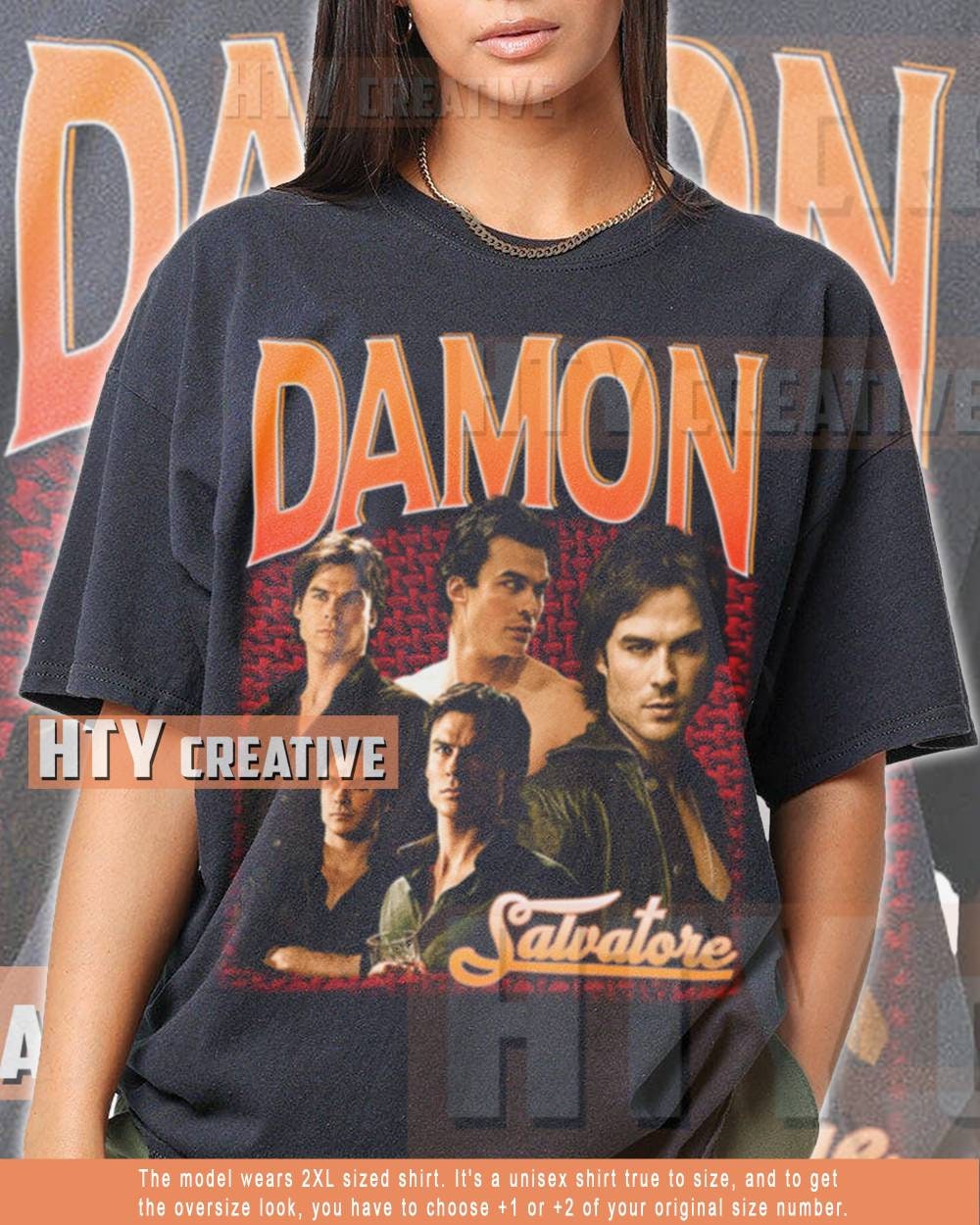 Discover Damon Salvatore Shirt Gift Graphic Tee Damon Salvatore Shirt