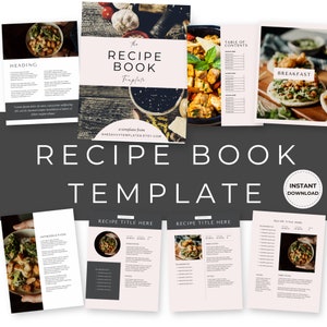 Recipe Template | Recipe Book | Cook Book Template | Minimal Recipe Binder | Recipe Page Workbook |  Canva Cookbook | Meal Planner