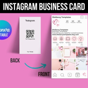 Sjabloon voor Instagram-visitekaartjes, IG-visitekaartje, QR-code visitekaartje, Instagram-visitekaartje 2023, Canva-sjabloon