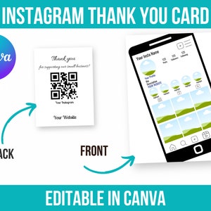 Instagram Business Dankeskarte 2023, Postkarte, IG Dankeskarte, QR-Code Dankeskarte, Instagram Dankeskartenvorlage