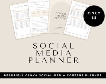 Social Media Planner Template | Content Planner | Instagram Planner Canva | Instant Download | Social Media Marketing Plan|