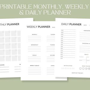 Printable Daily/Weekly/Monthly Planner, Printable Planner, Planner set, Undated Planner, Planner Inserts, Daily Planner, Weekly Planner