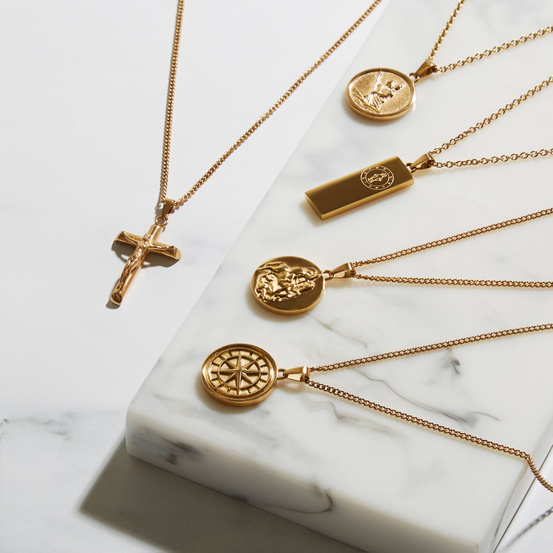 18K Gold Ingot Necklace Mens Necklace by SAINT XII Etsy