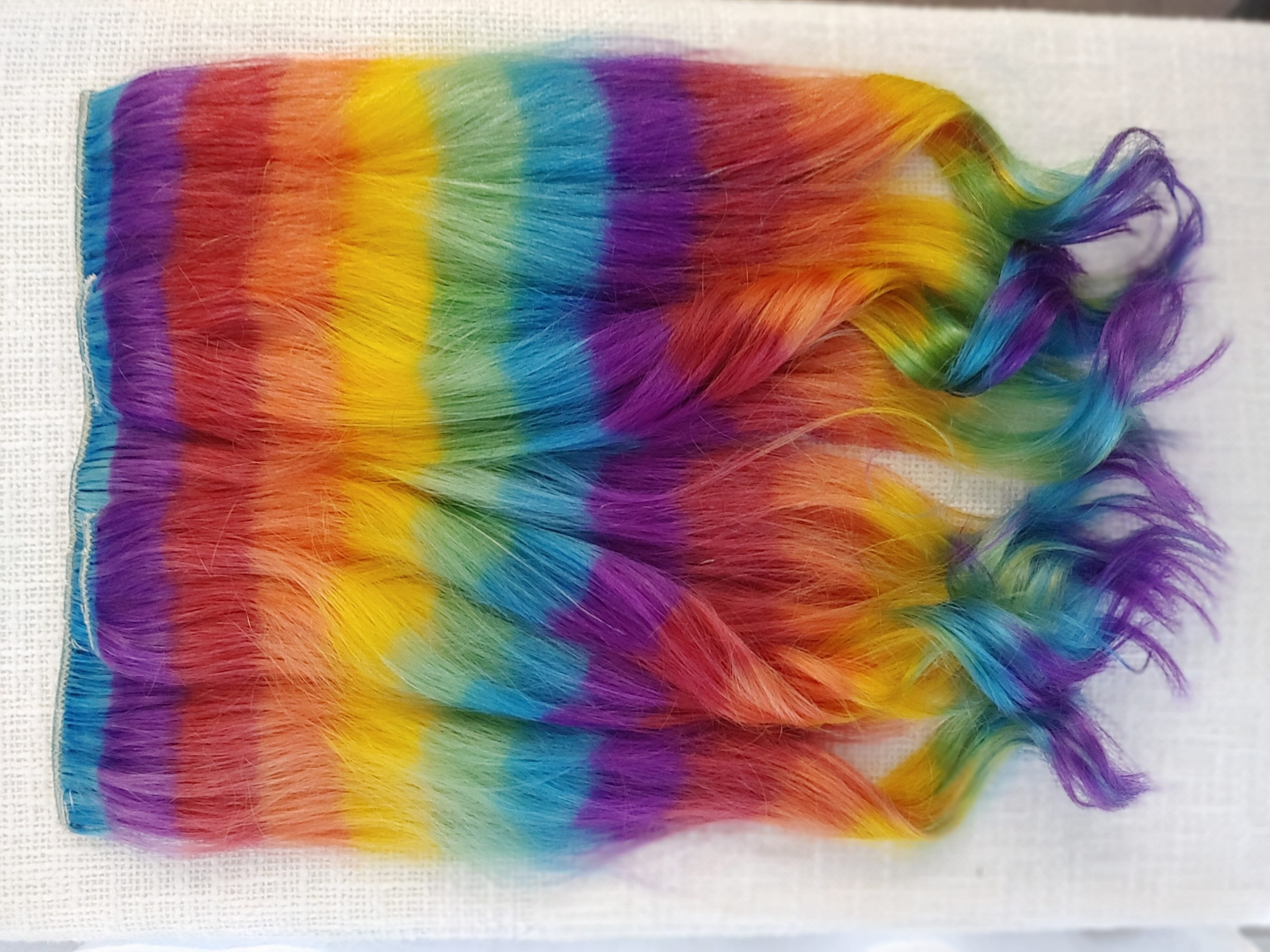 Feather Hair Extension 1pc Colorful Fake Hair Clip in One Piece Rainbow Synthetic Hair Extensions, Human Hair Extensions 18inch Hairpiece for Women
