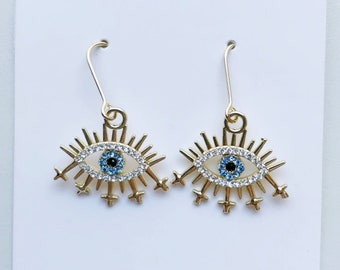 Eye Earrings, Statement Earrings, Positive Energy Jewelry, Gift for Her, Dangle eye earrings