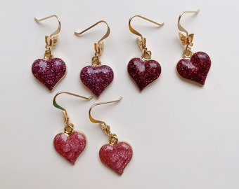 Cute heart dangle earrings, Fashion Earrings, Valentine's Day Earrings, Cute V-day Earrings