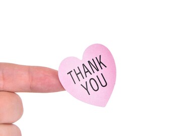 60 PCS Thank You Heart Sticker , 5 Sheets Gift Heart Sticker Thank You Stickers Labels for DIY Gift Package Pink Heart ( 3.5cm )