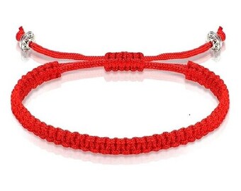 Red Bracelet Protection Good Luck Red Cord Bracelet Red String of Fate Bracelet Adjustable Knot Kabbalah Rope Bracelet,Lover Couple Friends