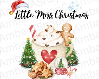 Little Miss Christmas png Little miss gift Little miss Shirt Little girl Christmas Santa hat png Christmas tree png Baby first Christmas png