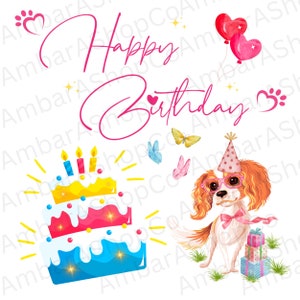 Cocker anglais png Happy Birthday Cocker spaniel chien épagneul svg mignon chien png Cocker spaniel clipart aquarelle spaniel anniversaire chiot carte